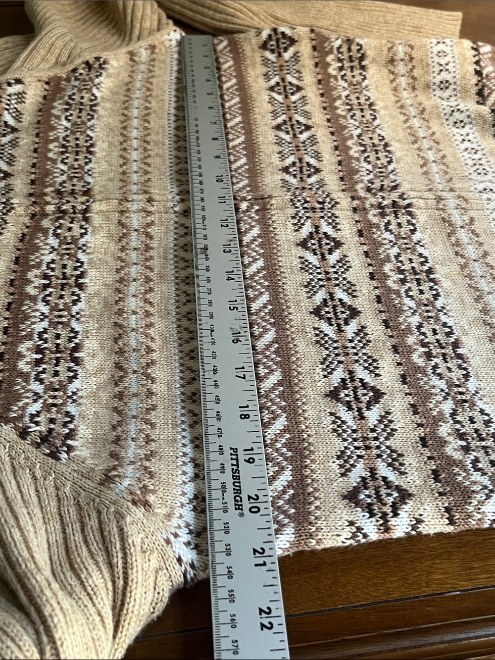 Tiara International Beige Fair Isle Zip Cardigan Sweater XL - Picture 6 of 7